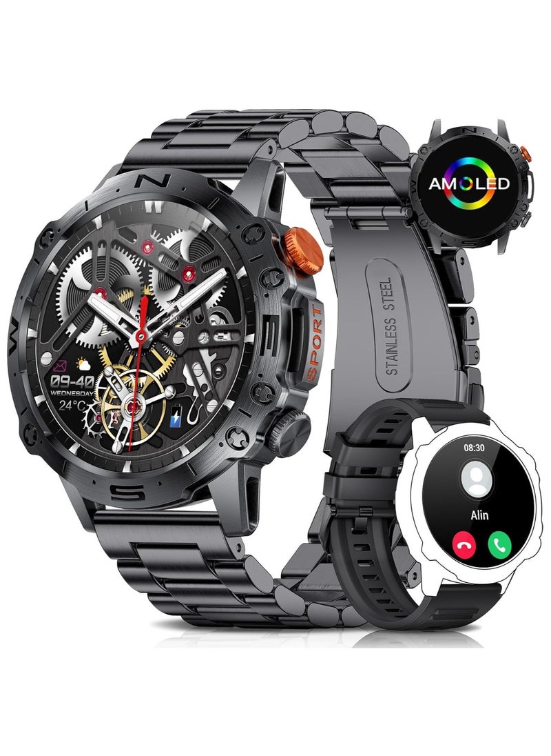 TDZDDYS - 1.43” AMOLED Smart Watch for Men: Answer/Make Calls,TDZDDYS 100+ Sports Modes, Fitness Tracker, IP68 Waterproof, Dual Straps, Compatible with Android/iOS. Monitor Steps, Calories, Heart Rate - Image 1