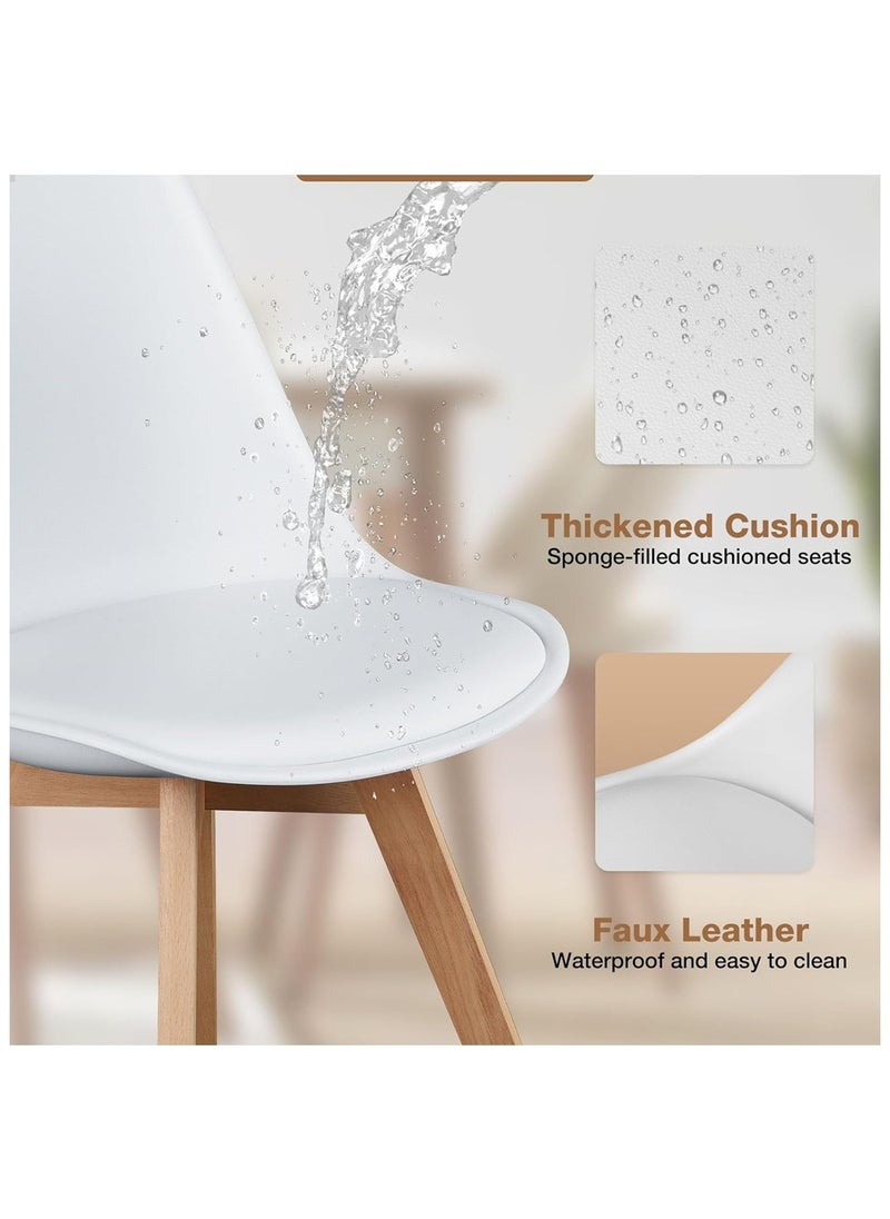 Mahmayi Mahmayi Cenare 5-Piece Dining Set for Kitchen, 120 X 80 Dining Table With 4 X PU Dining Chair - White  - Image 3