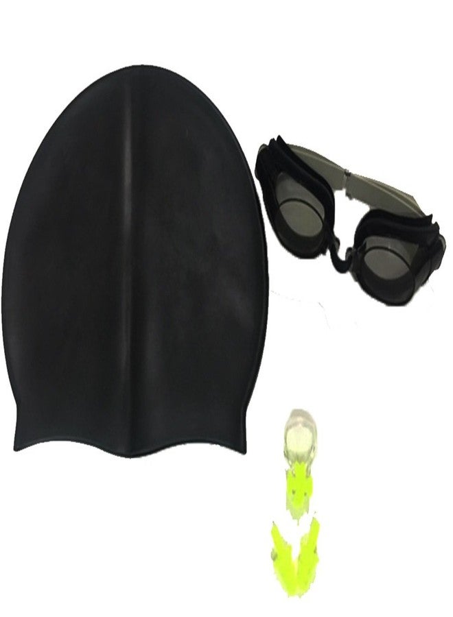 KAAS Black Complete Swimming Kit with Cap, Goggles and Yellow earplugs - Image 3
