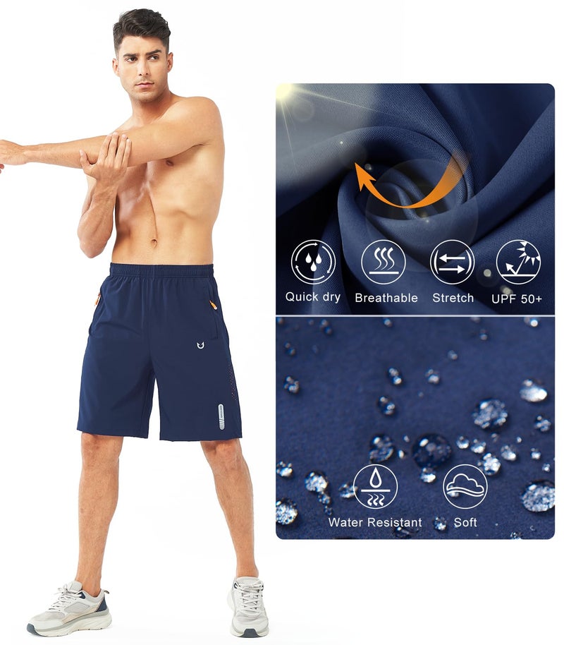 NORTHYARD Men's Athletic Running Shorts Quick Dry Workout Shorts 7"/ 5"/ 9" Lightweight Sports Gym Basketball Tennis Hiking Exercise NAVY-9inch 3XL - Image 4