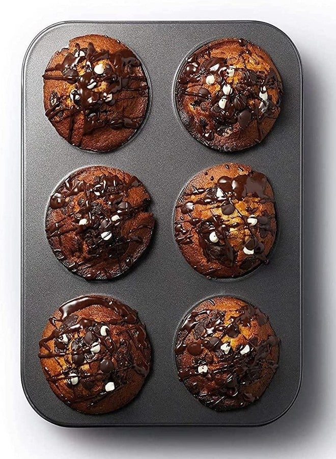 Morel 6 Slot Round Shape Aluminum Muffin Cupcake Mould Case Bakeware Pan Tray Mould Maker Mold Tray - Image 3