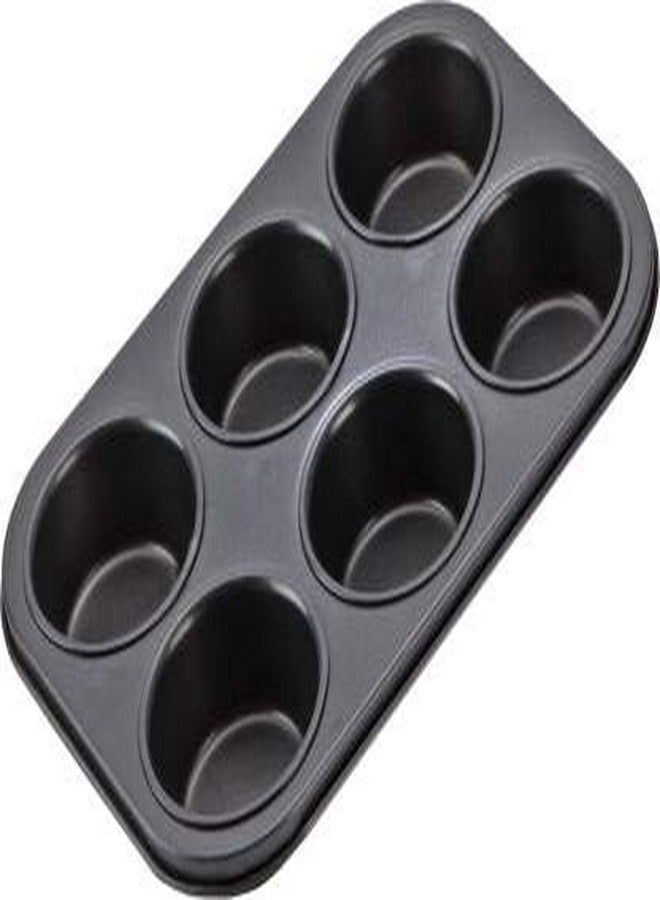 Morel 6 Slot Round Shape Aluminum Muffin Cupcake Mould Case Bakeware Pan Tray Mould Maker Mold Tray - Image 1