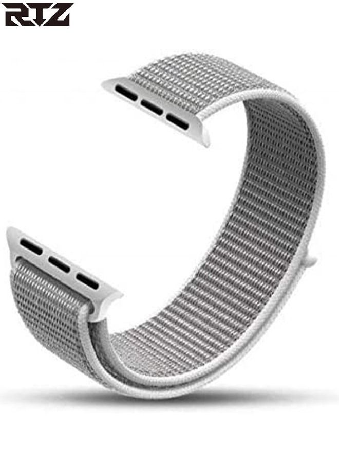 RTZ Replacement Nylon Straps For Apple Watch 42/44/45/49 mm White/Grey - Image 2