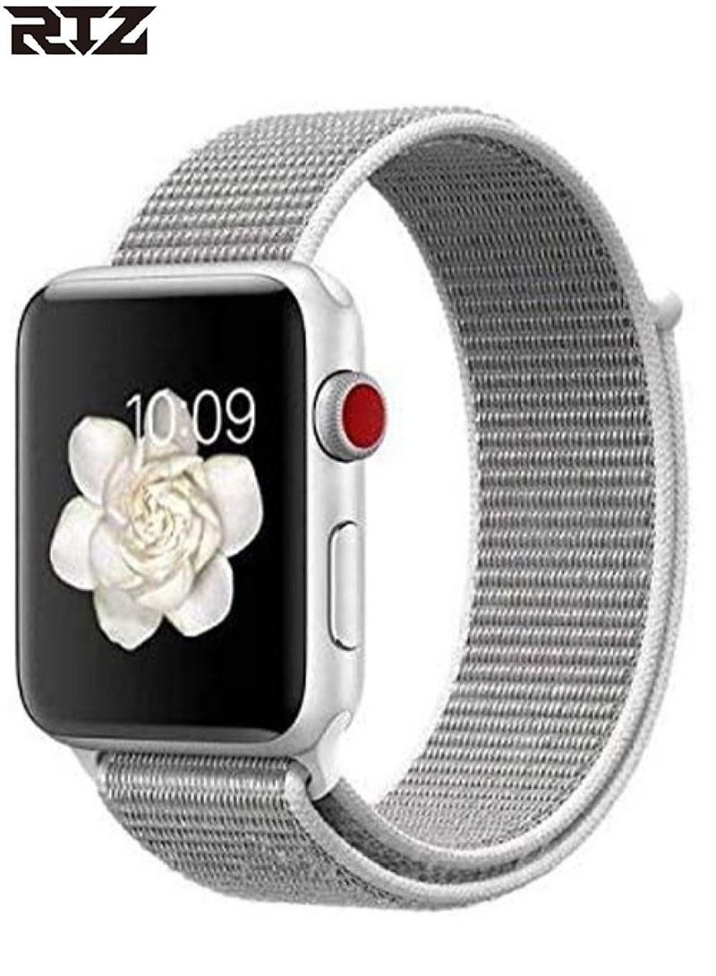 RTZ Replacement Nylon Straps For Apple Watch 42/44/45/49 mm White/Grey - Image 1