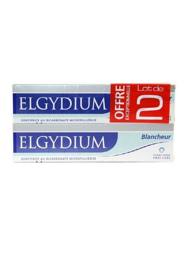 إلجيديوم معجون أسنان إلجيديوم المبيض مع بيكربونات، عبوة من 2 × 75 مل