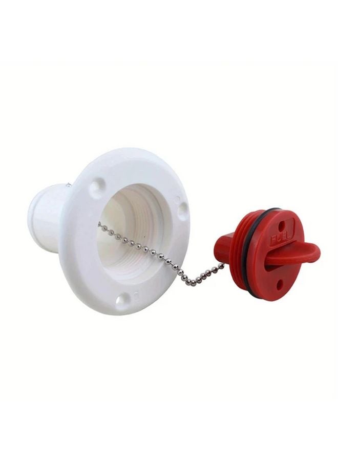 White Red 38mm ABS Water Tank Filler Cap Secure Threaded Leakproof Design for RV Caravan Yacht - Image 1