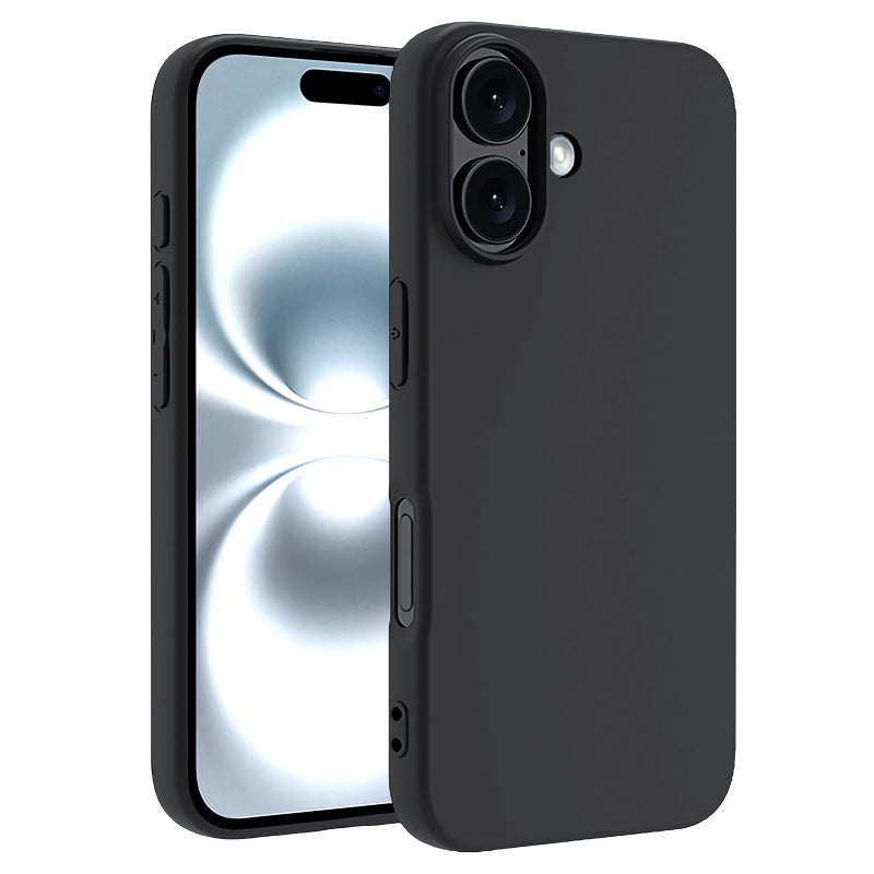 TENOC Phone Case Compatible with iPhone 16 Plus, Black Case Anti-Fingerprint Protective Bumper Matte Cover for 6.7 Inch - Image 1