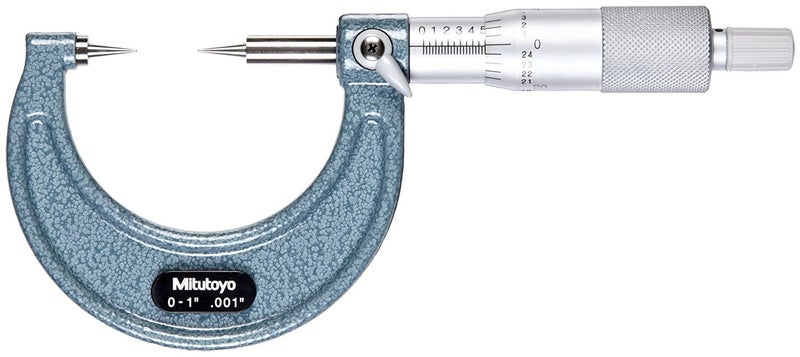 Mitutoyo Mitutoyo 112177 0  1 X 001 Point Micrometer Ratchet 15 Deg Steel Points  - Image 1