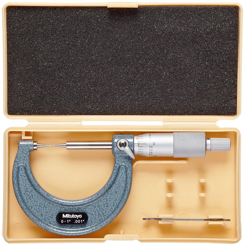 Mitutoyo Mitutoyo 112177 0  1 X 001 Point Micrometer Ratchet 15 Deg Steel Points  - Image 2