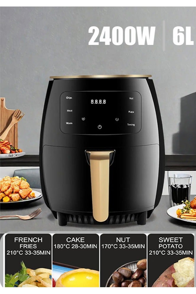 Leon Home 6L Air Fryer - Digital Interface, Multiple Cooking Methods, 8 Preset Functions, Touch Screen, Rapid Air Technology, Black Gold - Image 1