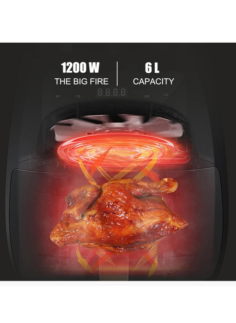 Leon Home 6L Air Fryer - Digital Interface, Multiple Cooking Methods, 8 Preset Functions, Touch Screen, Rapid Air Technology, Black Gold - Image 4