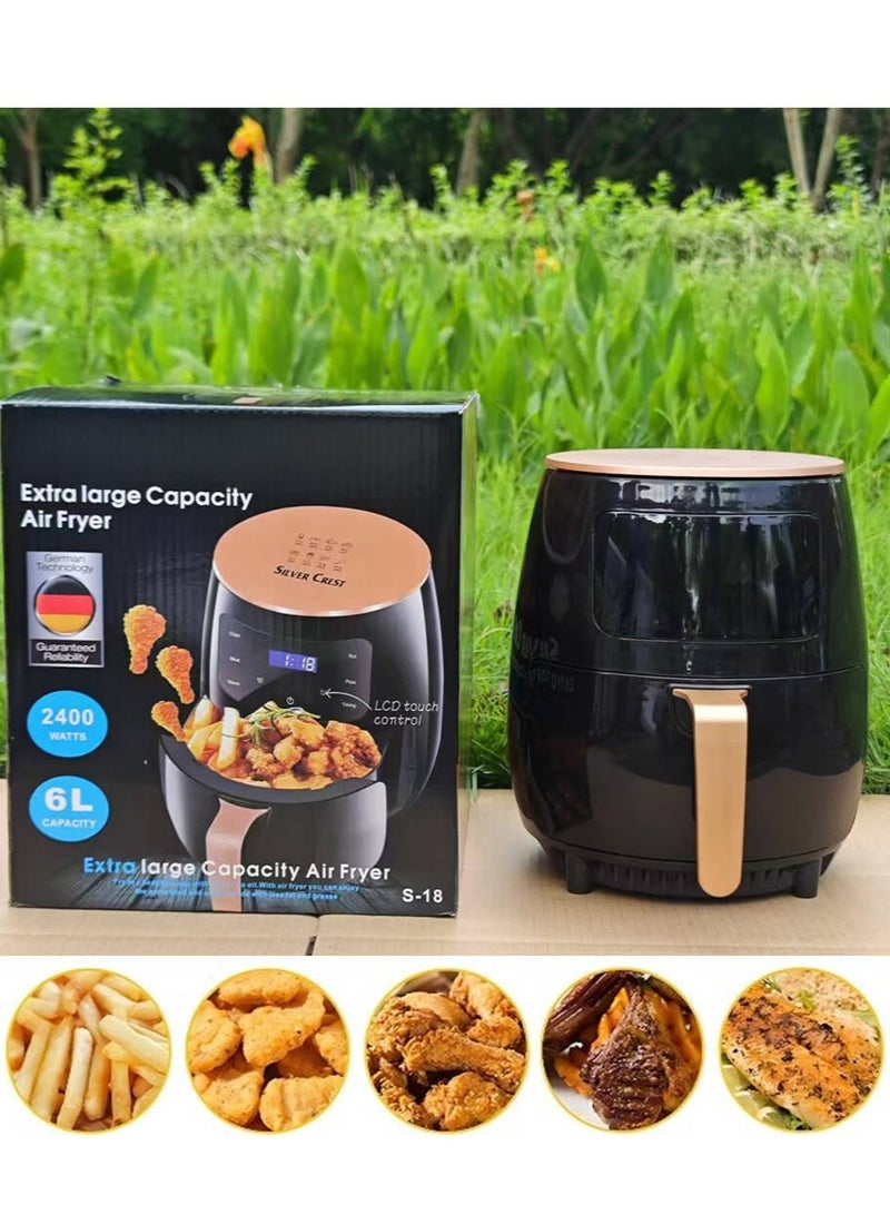 Leon Home 6L Air Fryer - Digital Interface, Multiple Cooking Methods, 8 Preset Functions, Touch Screen, Rapid Air Technology, Black Gold - Image 2