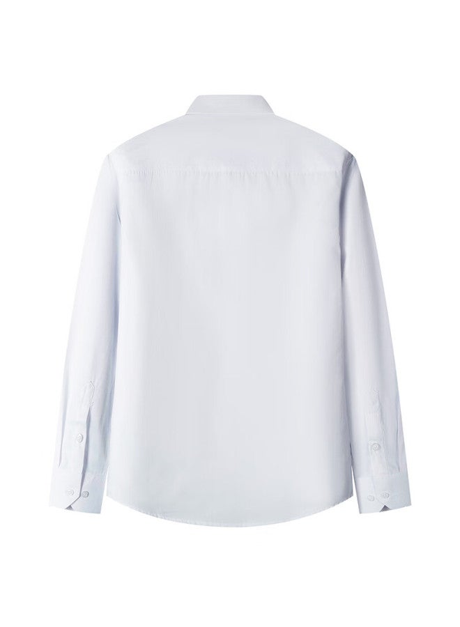 Limeng Men's Long-sleeve Shirt, Spring And Autumn Style, Business Professional Work Uniform, Easy-care Wrinkle-free Shirt, 1200 White, Size 38 - Image 1
