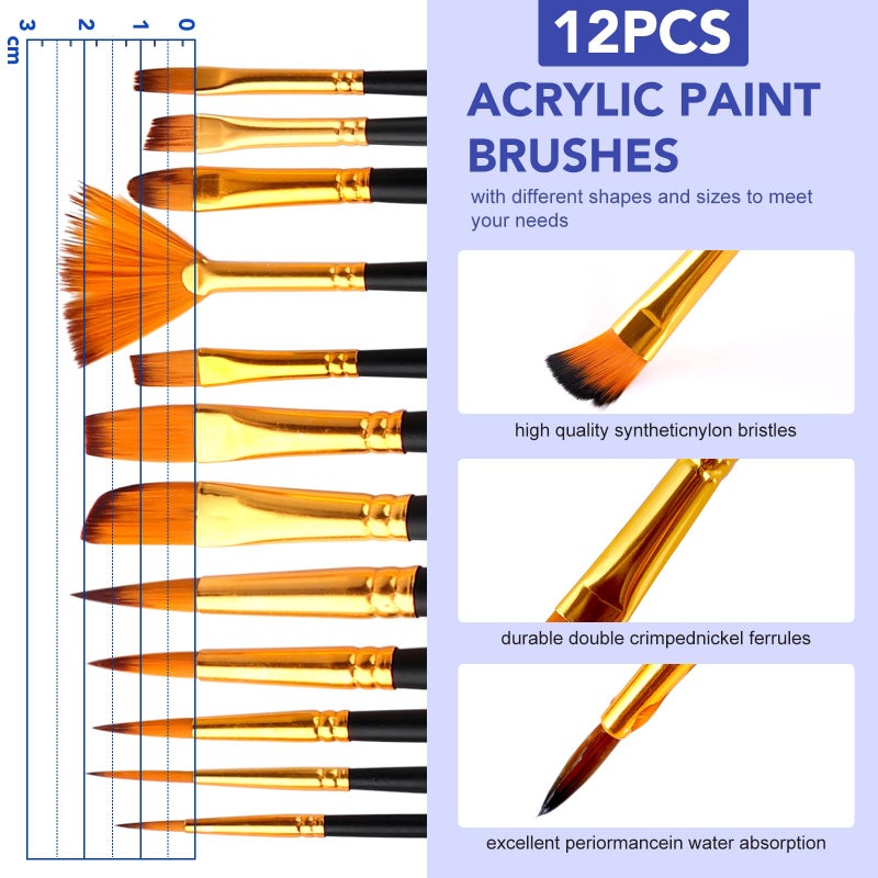 ESRICH Professional Acrylic Paint Set, 60PCS with Painting Brushes,Acrylic Paints,Easel,4 Sizes Blank Canvases,Palette, Paint Knives,Brush Cup and Art Sponges for Adults Hobbyists and Beginners - Image 3