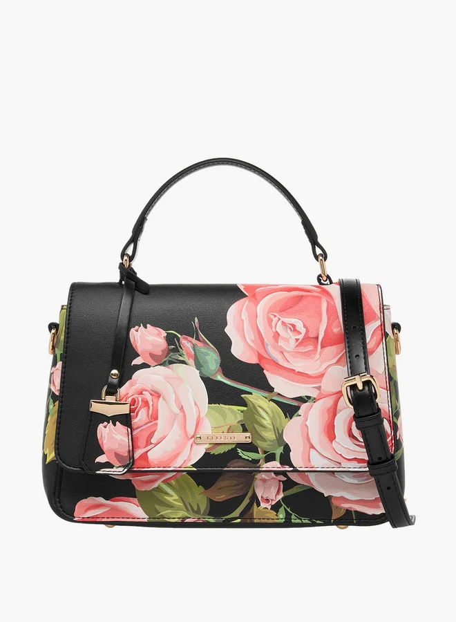 سيليست Floral Print Satchel Bag with Grab Handle