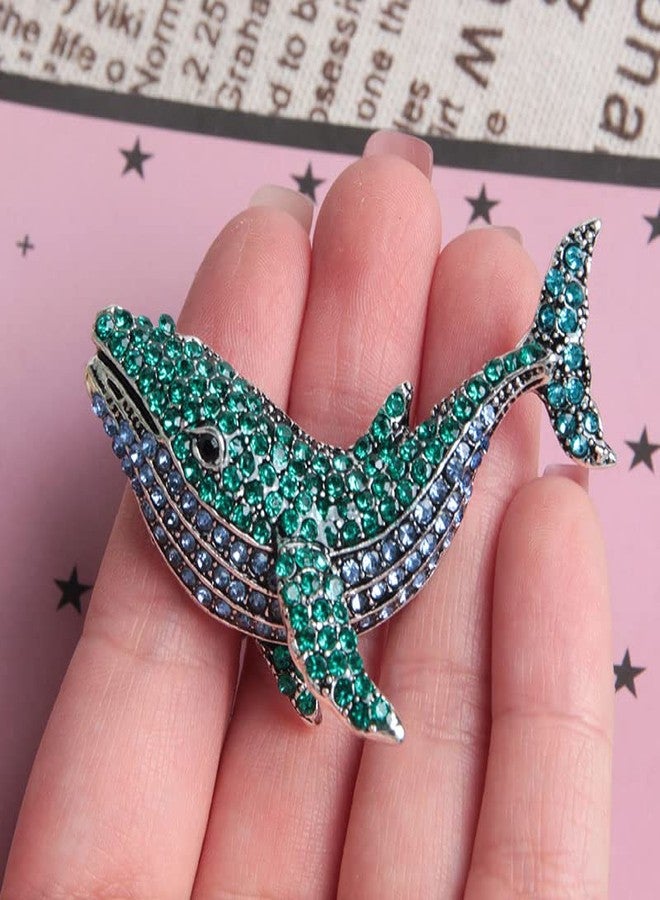 Wixine 2Pcs Blue Full Rhinestone Whale Fish Brooches Women Alloy Dolphin Animal Party Casual Brooch Pins Gifts - Image 2
