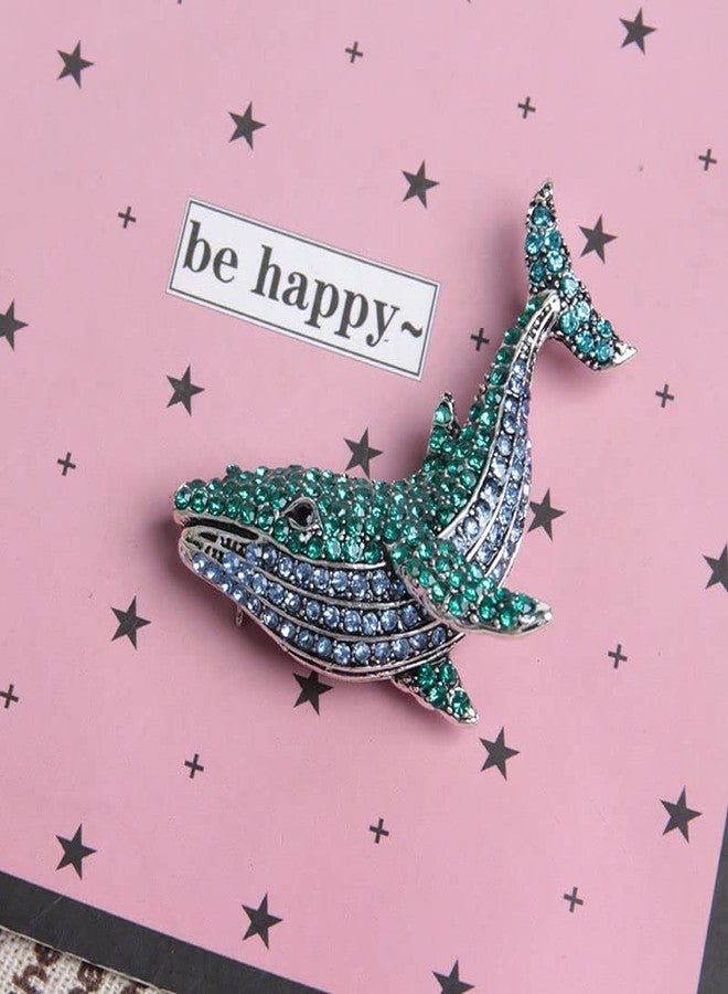Wixine 2Pcs Blue Full Rhinestone Whale Fish Brooches Women Alloy Dolphin Animal Party Casual Brooch Pins Gifts - Image 5