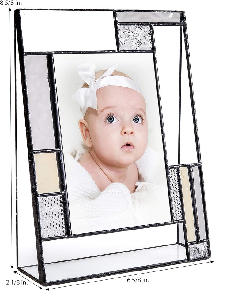 J Devlin Glass Art Personalized Baby Picture Frame Grey and Yellow Engraved Glass 4x6 Photo Nursery decor Newborn Gift for girl or boy J Devlin Pic 39246V EP629 4x6 vertical - Image 3