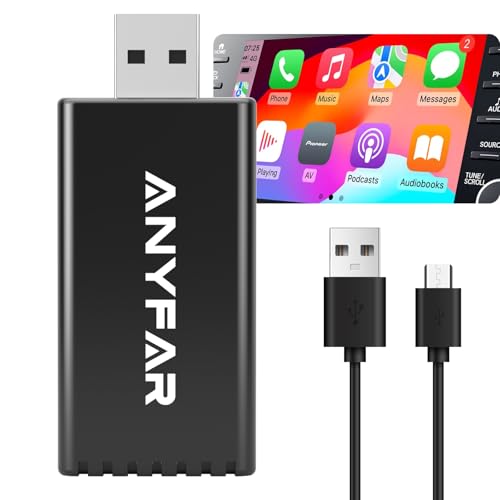 ANYFAR Wireless CarPlay Adapter for iPhone, Dual-core 5G Chip (Upgraded), Auto-Connect in Seconds, 5.8Ghz WiFi No Lag, Car Play Dongle with USB-C & A Cables for Wired CarPlay Feature Car, A4 - Image 1