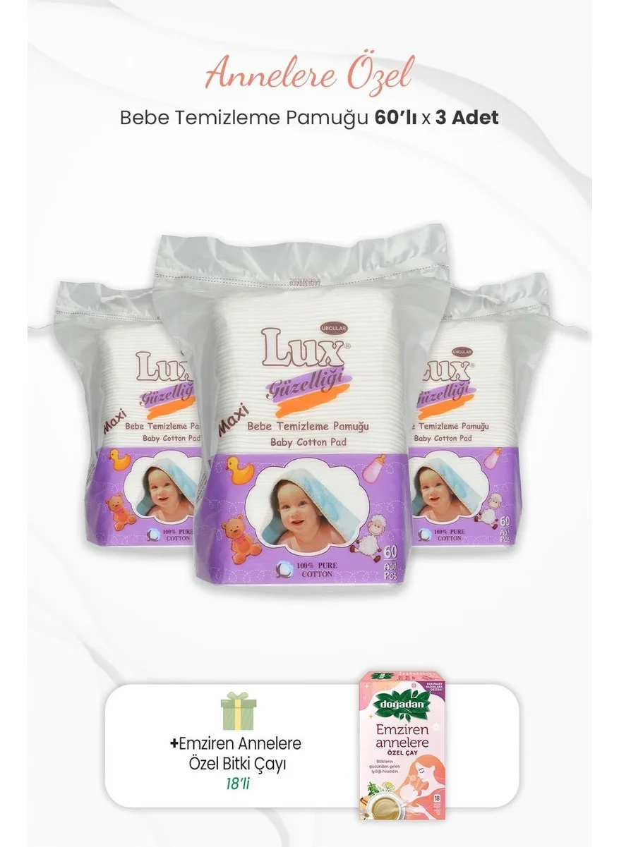 Lux 3-pack Square Baby Cleansing Cotton and Special Herbal Tea for Breastfeeding Mothers