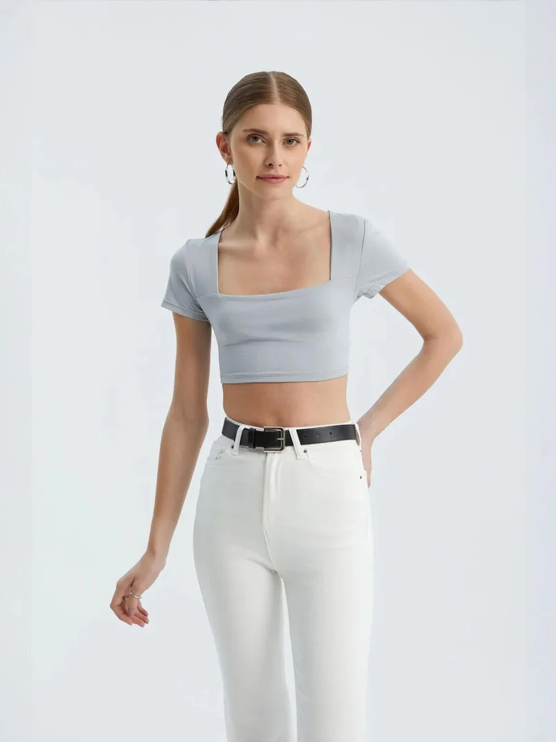 HICCUP Square Neck Basic Crop Top
