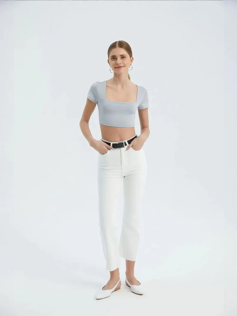 HICCUP Square Neck Basic Crop Top
