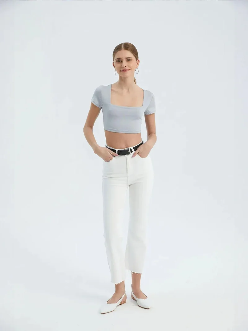 HICCUP Square Neck Basic Crop Top