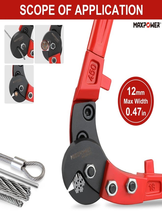 MAXPOWER Steel Cable Cutters,18-Inch Heavy Duty Wire Rope Cutter, Steel Wire Cutters Heavy Duty Industrial Strength Cable Cutter for Hard Wire Ropes, Stainless Steel Wire - Image 4
