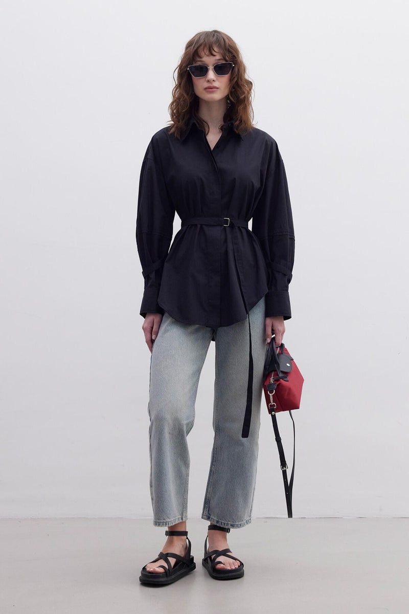 Manuka Belt Detailed Shirt Black  - Image 2