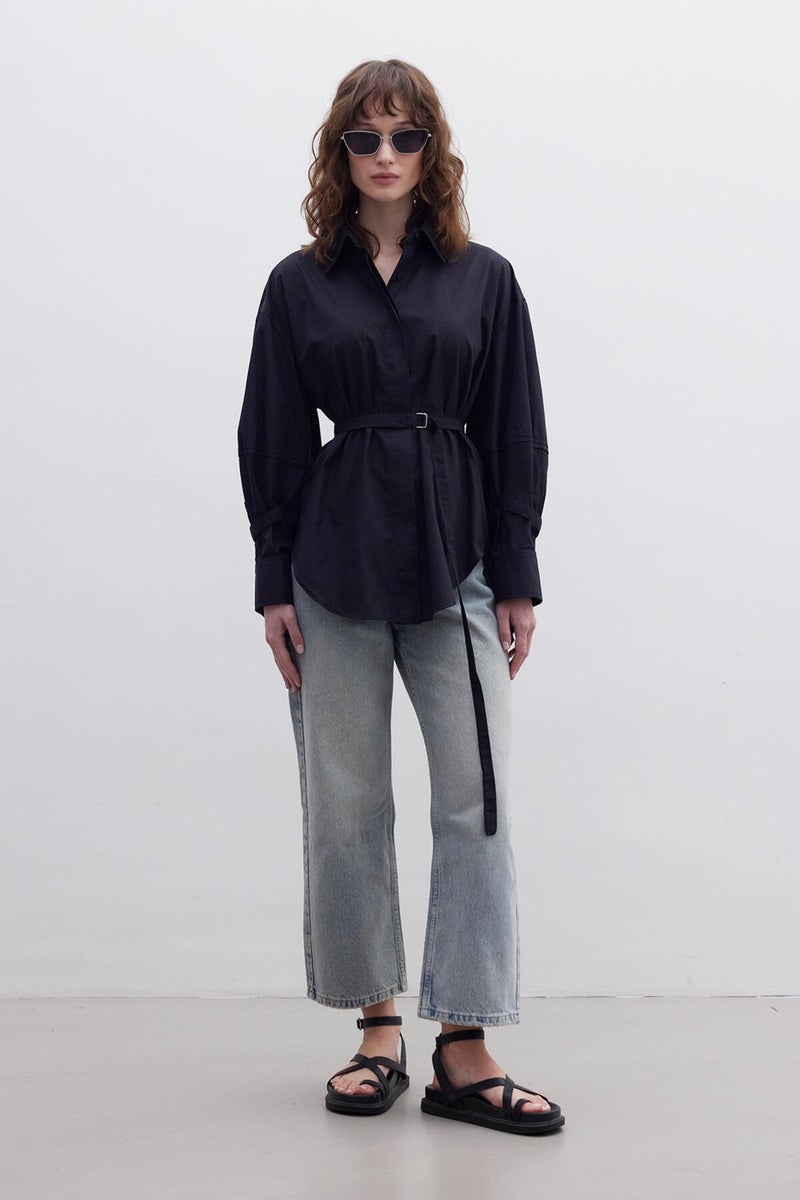 Manuka Belt Detailed Shirt Black  - Image 3
