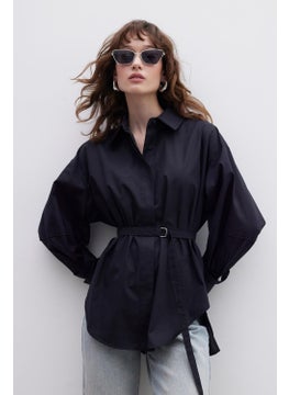 Manuka Belt Detailed Shirt Black  - Image 1