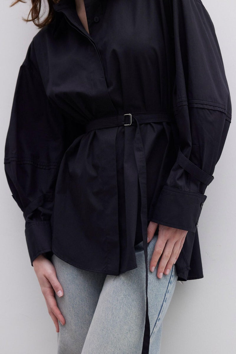 Manuka Belt Detailed Shirt Black  - Image 5