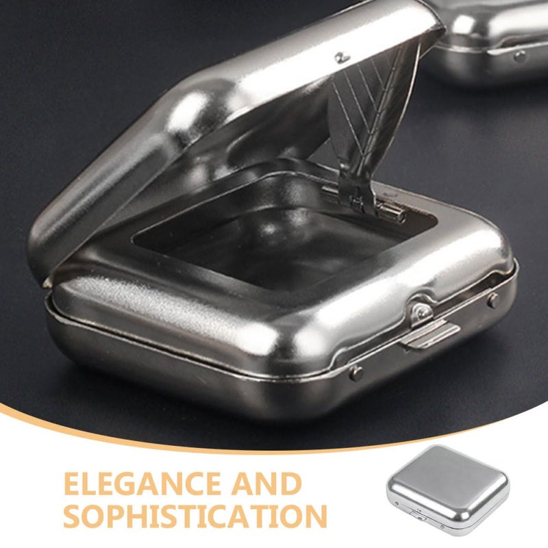 Stainless Steel Pocket Ashtray With Lid Portable Mini For Car Home Outdoor Silver - Image 4