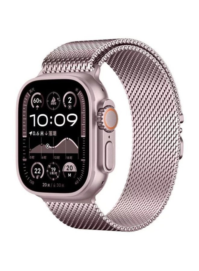 Milanese Loop Band Compatible with Apple Watch Ultra 2/3 Band 49mm 46mm 45mm 44mm, Stainless Steel Milanese Loop Adjustable Strap for iWatch Ultra Series 11 10 9 8 7 SE 6 5 4 pink - Image 1