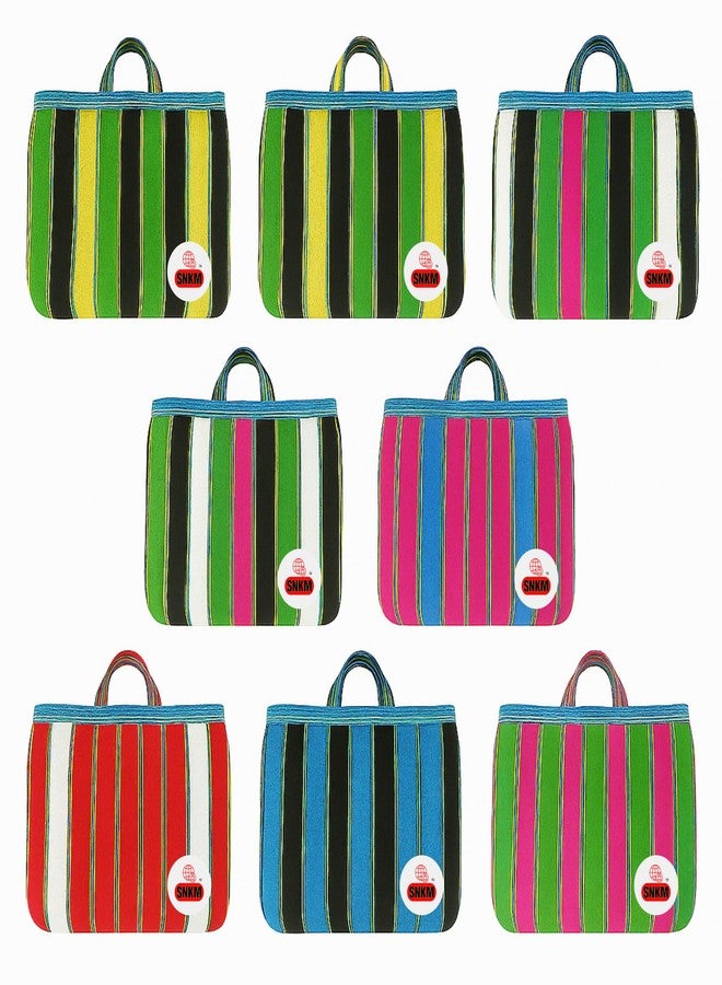 SNKM® - Nylon Bazaar Bag Shopping Grocery with Strong Handle for Fruits, Vegetables and Daily Marketing | Traditional Indian Look | 15kg Load, Multicolour, 15 x 19 Inch, Pack of 2 - Image 5