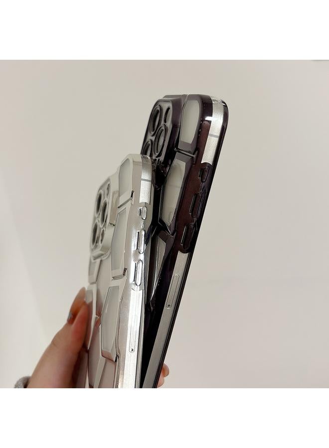 S-TOP Case For iPhone 13 Electroplating Laser Engraving 3D Honeycomb Clear TPU Phone Case - Image 4