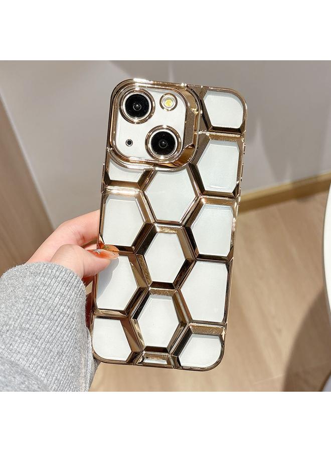 S-TOP Case For iPhone 13 Electroplating Laser Engraving 3D Honeycomb Clear TPU Phone Case - Image 1