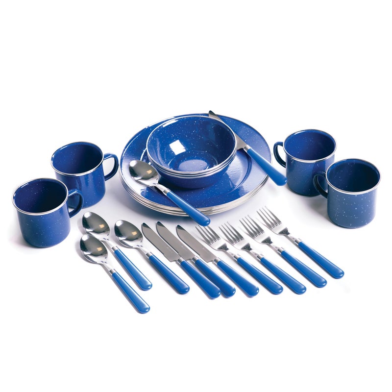 Stansport Deluxe 24-Piece Enamel Tableware Set - Blue (11220) - Image 2