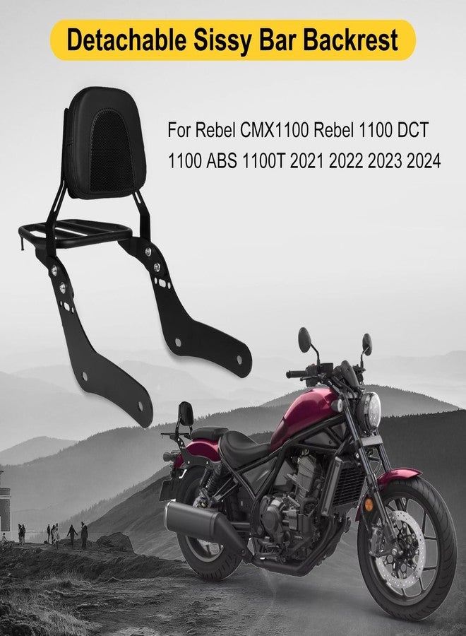 PSLER Sissy Bar Backrest for Rebel 1100 - Motorcycle Detachable Passenger Rear Sissy Bar Backrest with Luggage Rack for Rebel CMX1100 Rebel 1100 DCT ABS 2021 2022 2023 2024 - Image 2