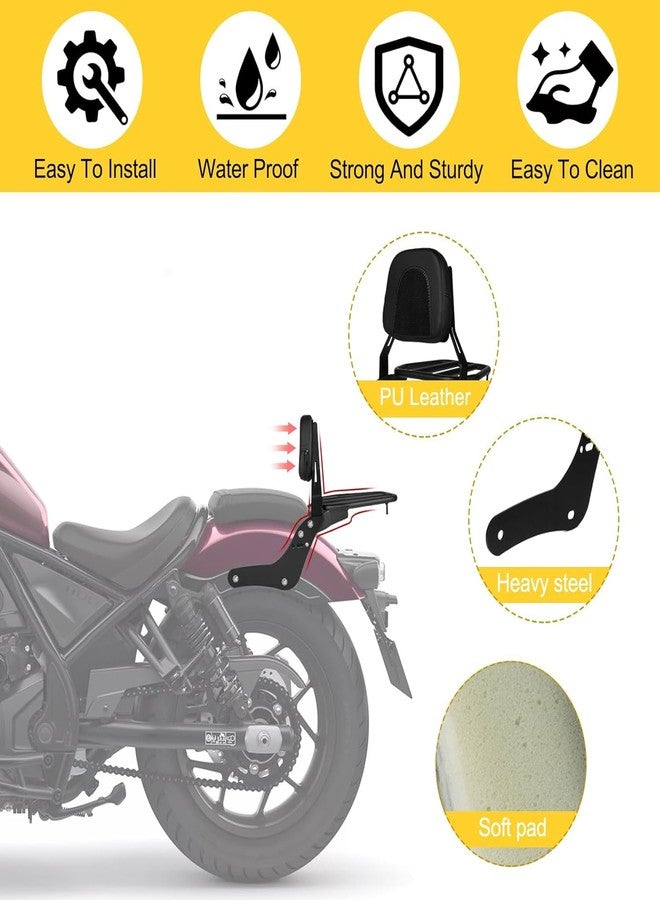 PSLER Sissy Bar Backrest for Rebel 1100 - Motorcycle Detachable Passenger Rear Sissy Bar Backrest with Luggage Rack for Rebel CMX1100 Rebel 1100 DCT ABS 2021 2022 2023 2024 - Image 4