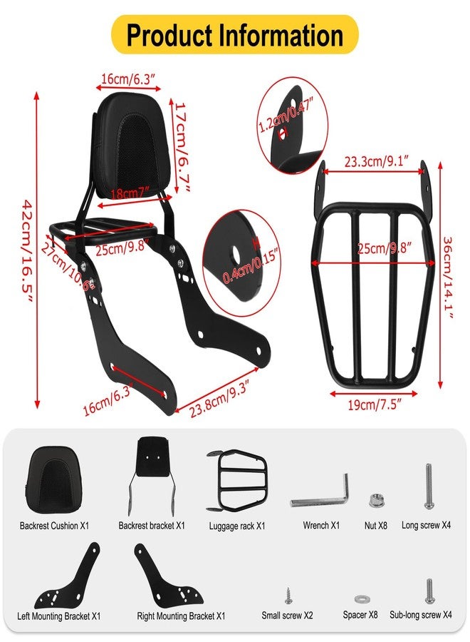 PSLER Sissy Bar Backrest for Rebel 1100 - Motorcycle Detachable Passenger Rear Sissy Bar Backrest with Luggage Rack for Rebel CMX1100 Rebel 1100 DCT ABS 2021 2022 2023 2024 - Image 5