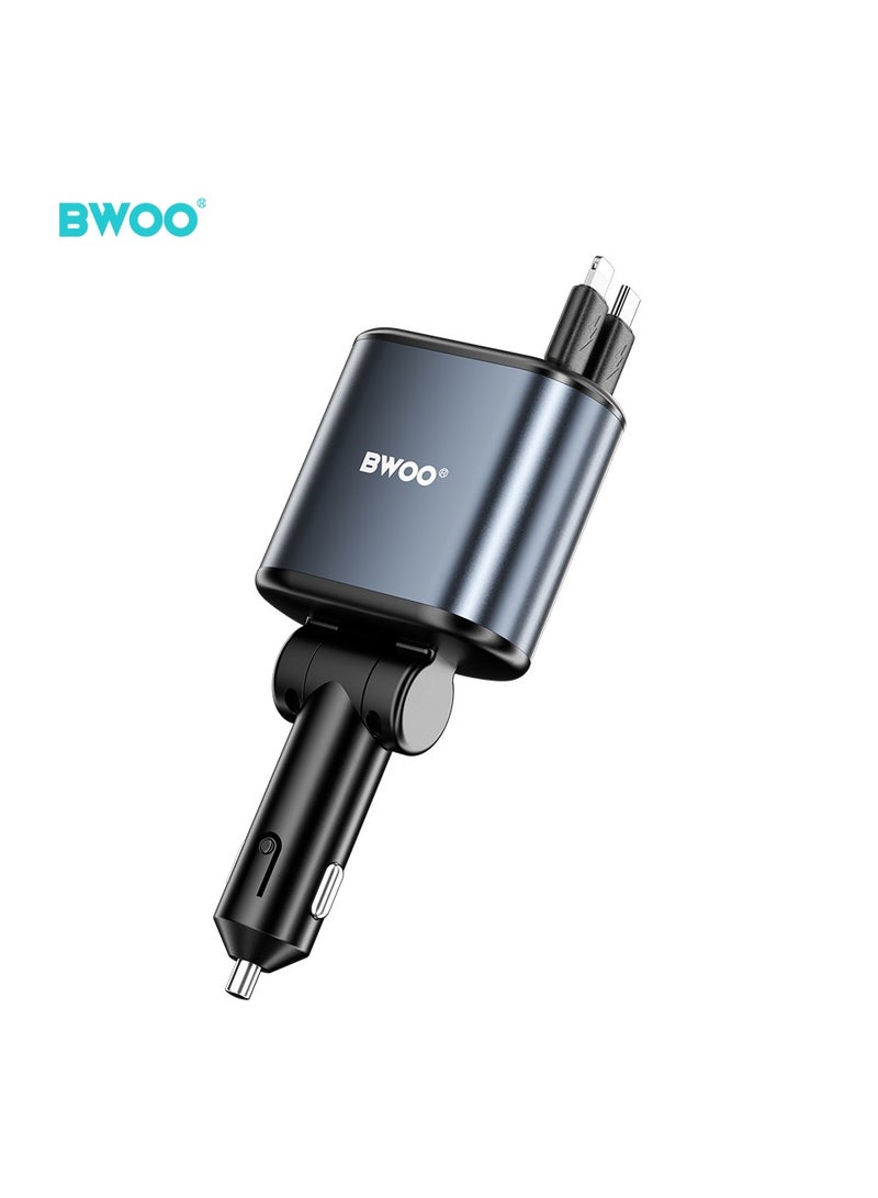 BWOO 4 In 1 Car Charger
With Retractable Cable - Image 1