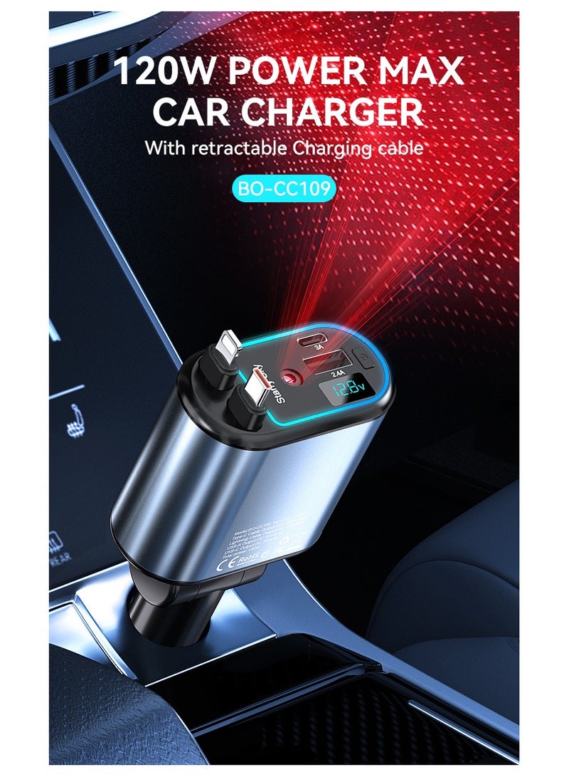 BWOO 4 In 1 Car Charger
With Retractable Cable - Image 4