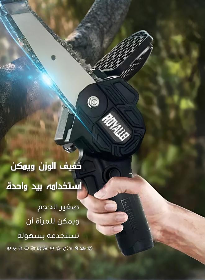 منشار كهربائي صغير لاسلكي 6 بوصة، سهل الحمل والتشغيل بيد واحدة، يعمل ببطارية ليثيوم خفيفة الوزن، مثالي لتقليم الأشجار وقطع الخشب والأعمال المنزلية والحديقة - Image 3