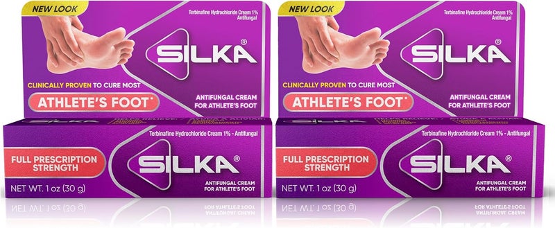 Silka Anti-Fungal Cream Twin Pack, Clinical Anti-Fungus Foot Treatment, Jock Itch & Ringworm Remedy, Maximum Strength, Fast-Acting Relief from Itching & Burning, 1 Oz, Pack of 2