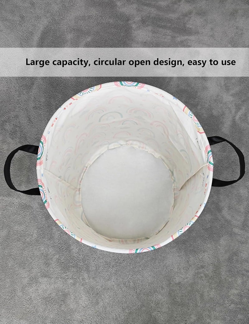 QUEENLALA Large Storage Basket,Laundry Hamper/Bathroom/Home Decor/Collapsible Round Storage Bin,Boys and Girls Hamper/Boxes/Clothing（Round-Rainbow） - Image 5