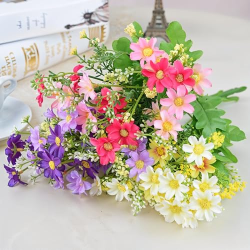 Riverbyland Artificial Daisy Flowers Assorted Colors Bunches of 8 - Image 3