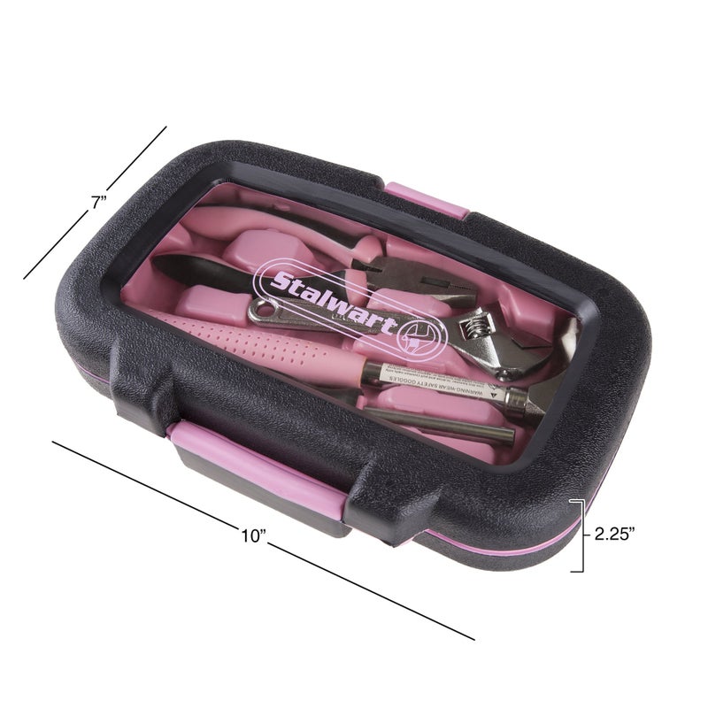 Stalwart 15-Piece Household Hand Tool Set with Carry Case â€“ Tool Kit with Screwdrivers, Pliers, and Wrenches â€“ Great for Home or Car by Stalwart (Pink) - Image 3