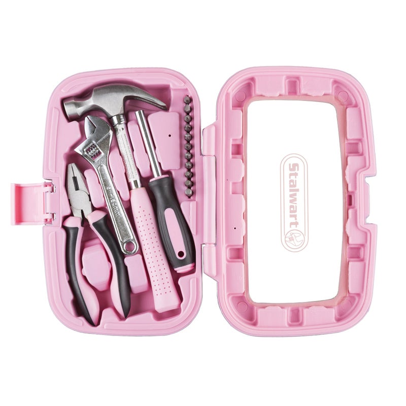 Stalwart 15-Piece Household Hand Tool Set with Carry Case â€“ Tool Kit with Screwdrivers, Pliers, and Wrenches â€“ Great for Home or Car by Stalwart (Pink) - Image 5