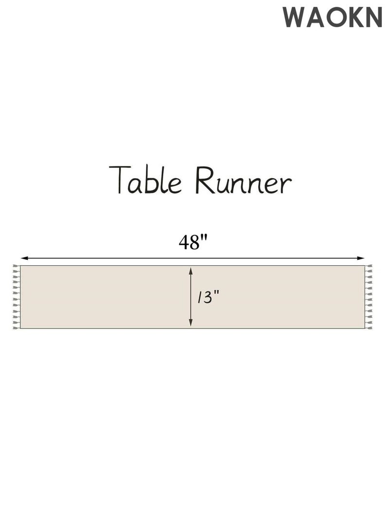 دبليو أيه أو كي أن مفرش طاولة قهوة بوهيمي - مزين بشراشيب من الكتان يدويًا، مقاس 13×47 بوصة | نمط هندسي ريفي كريمي اللون، مناسب لشهر رمضان/الإفطار/الزفاف | حافة مزينة بشراشيب من مزيج قطني فاخر | تصميم منزلي شرق أوسطي - Image 4